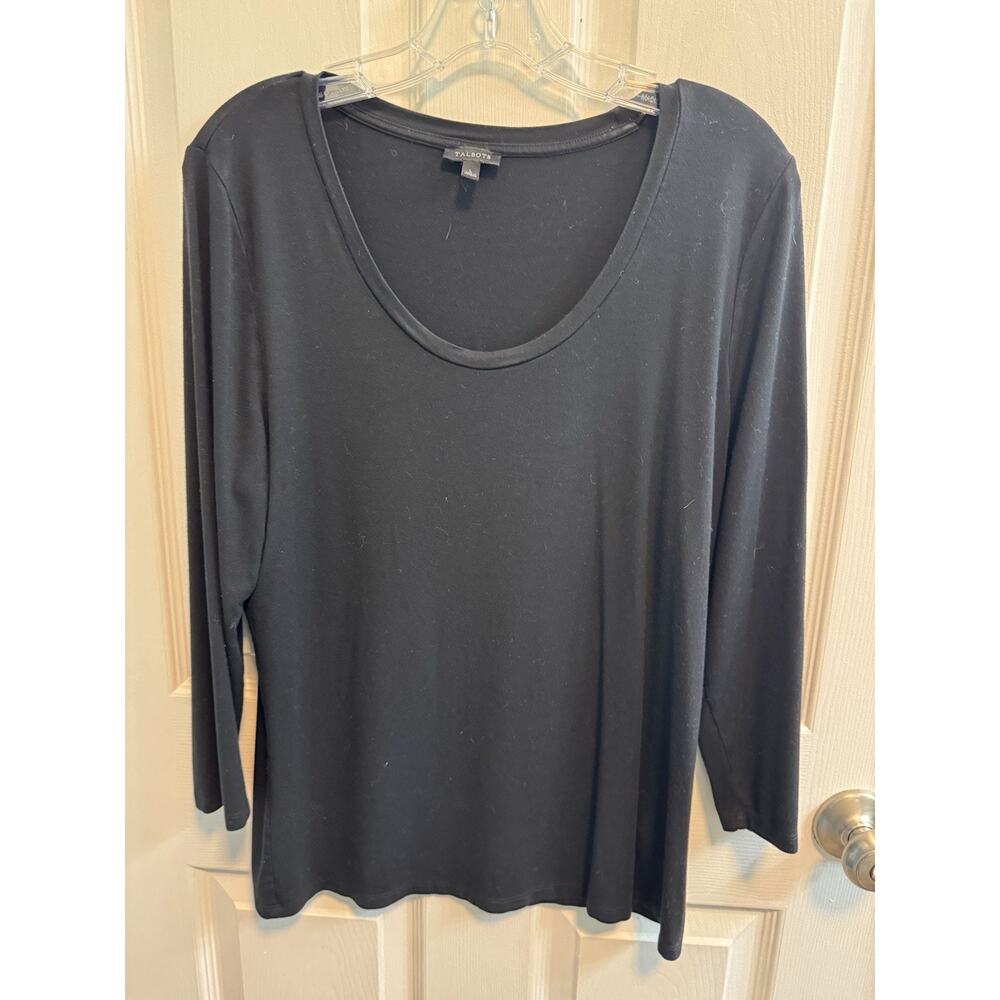 Talbots Large Black Knit Top Scoop Neck Stretch Preowned
